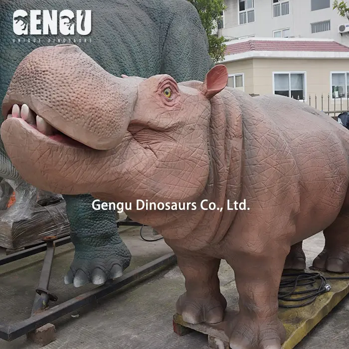 O tema do animal park profissional lifesize animatronic hippo