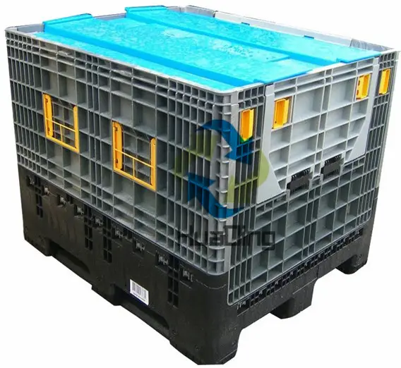 Pallet bin/container có thể tái chế có thể gập lại ráp HDPE nhựa bán buôn hộp nhựa ngành công nghiệp lưới nhựa thùng lớn