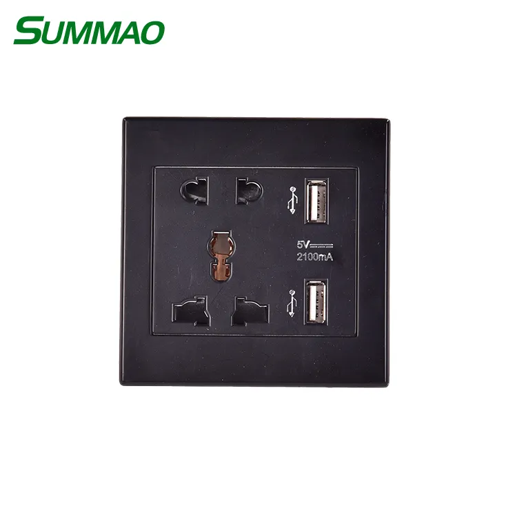 Hotel Color negro blanco Espana eléctrico Multi Socket 2 USB 3 Pin Outlet Reino Unido eléctrica Universal enchufe de pared