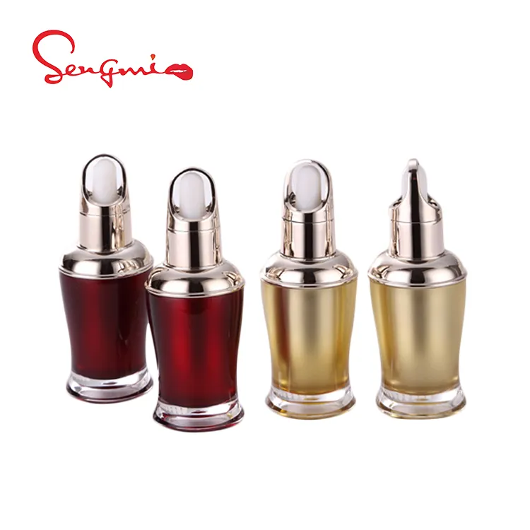 Wholesale Luxury Red Gold Essential Oil Liquid Serum Empty Mini Frosted Skincare Bottle With Dropper