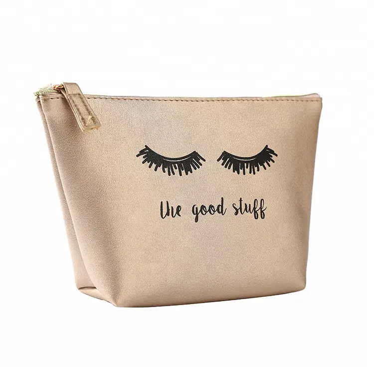 Golden color Small Cosmetic Bag Multicolor Pattern Cute Makeup Pouch Evening Clutch Bag For Women