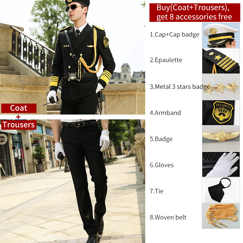 Security uniform suit+White peak cap+Epaulette 1