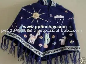 Poncho con capucha, Arpillera, capa para niños, Perú