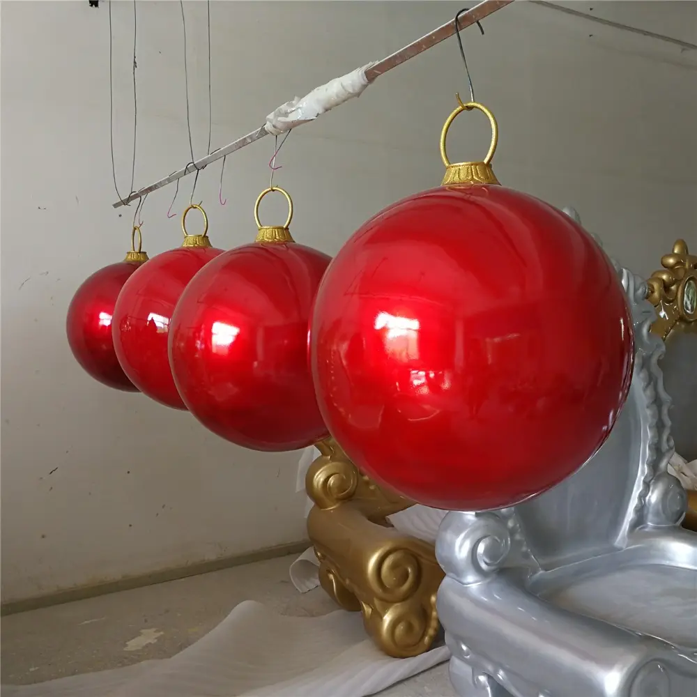 Bola decorativa de Navidad de fibra de vidrio hecha en fábrica china, decoración de techo colgante de Navidad
