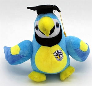漫画かわいい卒業鳥オウムぬいぐるみキャップ付きOEMカスタムロゴ大学マスコットぬいぐるみ青い柔らかいおもちゃオウム - Product Image 6