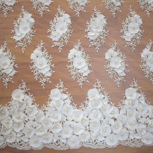 Weiße Korea Spitze Stoff Perle Stickerei <span class=keywords><strong>Designs</strong></span> für handgemachte Stickerei Kleider HY0888-2