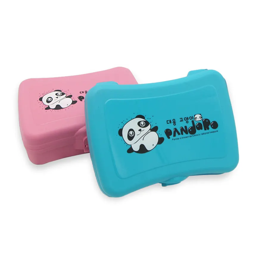 Boîte à Bento Portable en plastique avec impression de Panda, boîte à déjeuner en plastique pour enfants à l'école et au bureau, vente directe d'usine