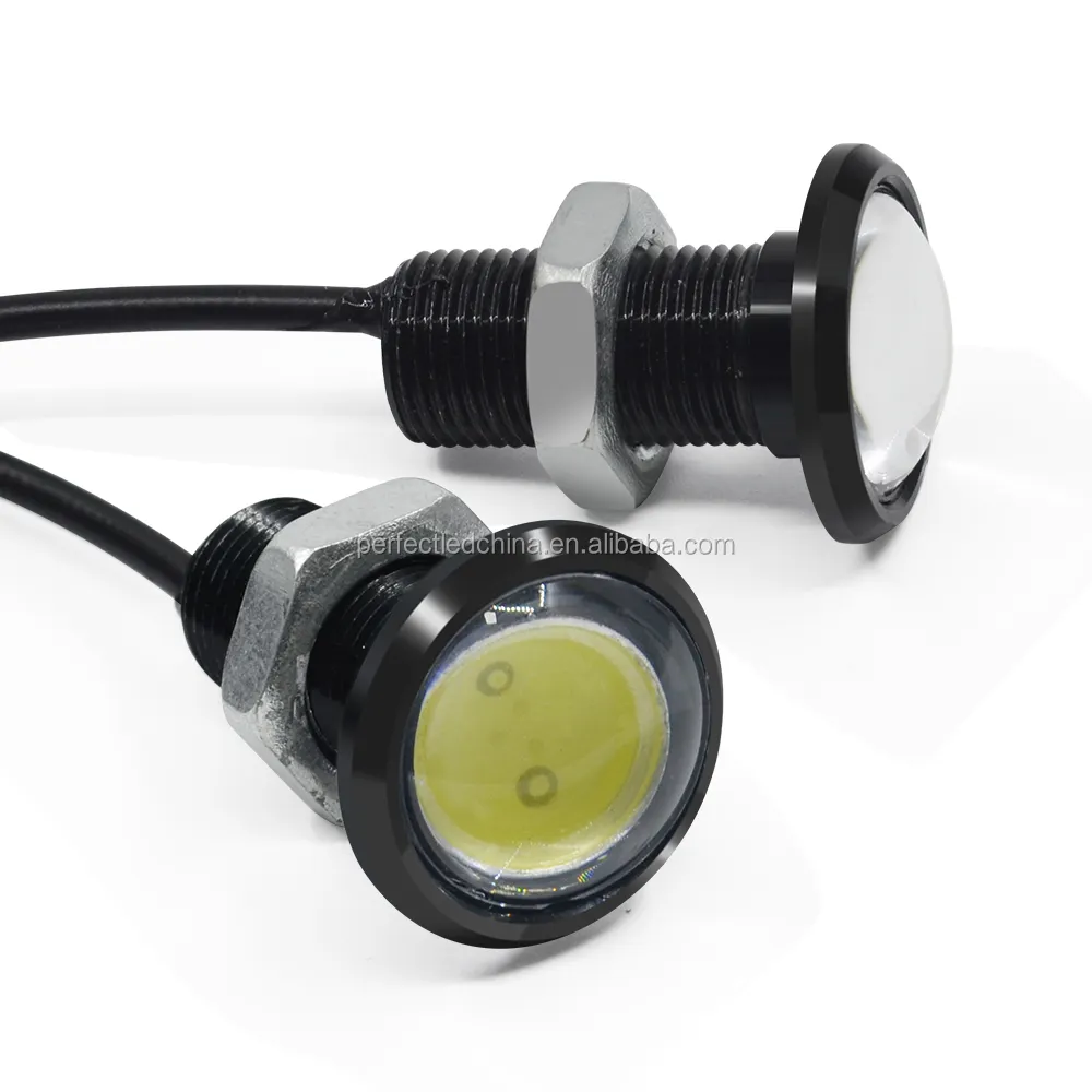 F2WORLD luz de estacionamiento LED 18/23mm ojo de águila led luces de coche DRL 12V 1W/3W lámpara trasera antiniebla