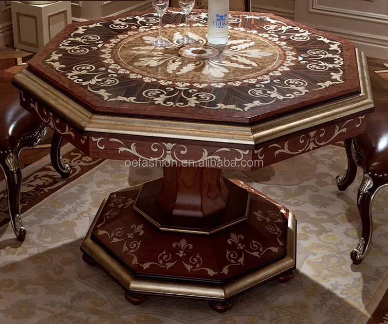 OE-FASHION Royal luxury 8 seater wooden dining table designs