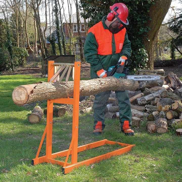 Log Timber Stand Use With Chain or Manual Saw Horse