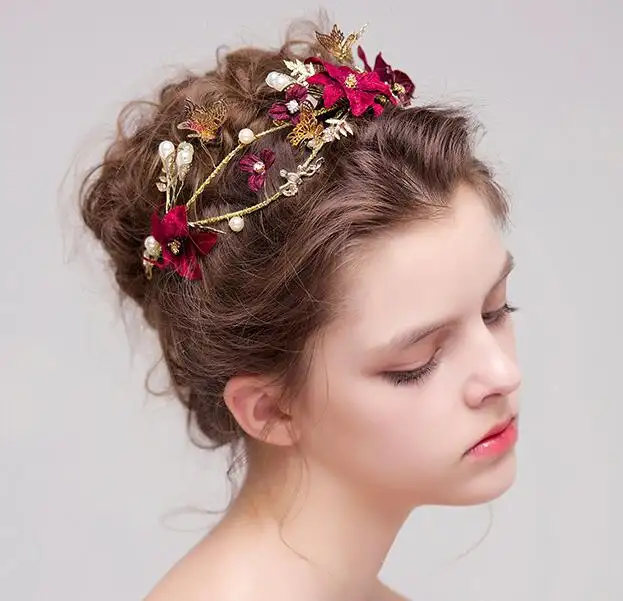 Moda donna fiore corona fascia da sposa fascia per capelli da sposa fiore forcina accessori per capelli fatti a mano gioielli per capelli da sposa