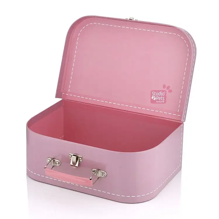 Caja de cartón decorativa para niños, pequeña, rosa, con estampado personalizado único