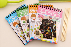 Yaratıcı Mini Scratch renk kitap erkek ve kız DIY bobin Doodles boş eskiz defteri kalem ile