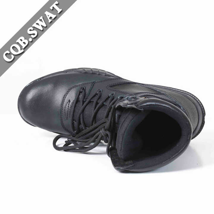 Cheap Genuine Leather Men's Work Boots with round Toe Vintage Cowhide Black Mesh for Winter Summer Patrol Motorcycle Ankle Boot
