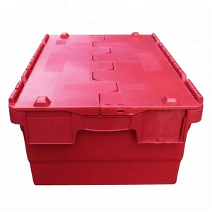JOIN Großhandel Lager Stapelung PP Tote Attached Deckel Nesting Moving Plastic Crate Plastic Box
