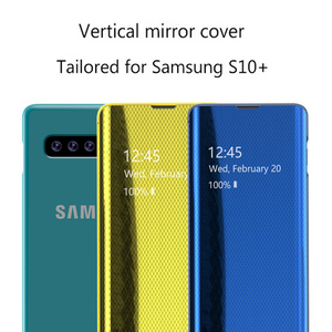 2019 newe 4日无支架可以清晰地看到电镀智能镜睡眠翻盖手机三星galaxy S10 plus