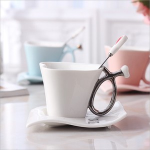 Funny Coffee <strong>Cup</strong> and Saucer Three Piece Heart Shaped Gift Lovers <strong>love</strong> Ceramic Mug - Product Image 3