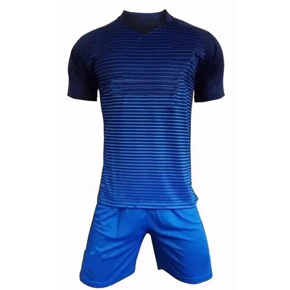 Camiseta de fútbol con tiras azules, uniforme de fútbol