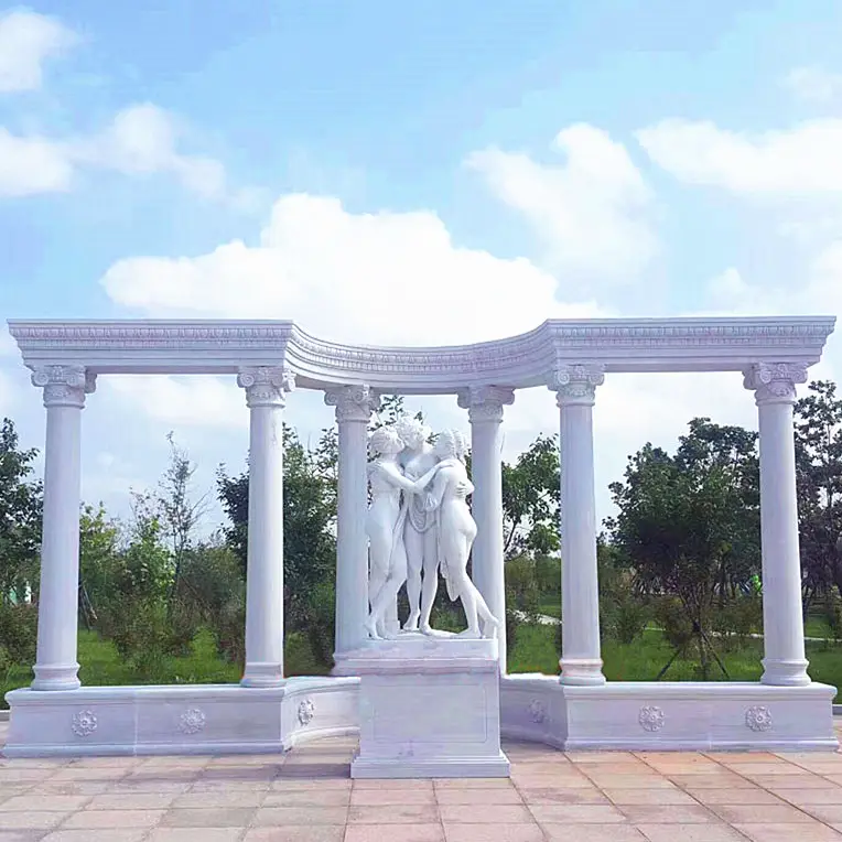 Garden decorative natural stone marble roman column and pillars for sale