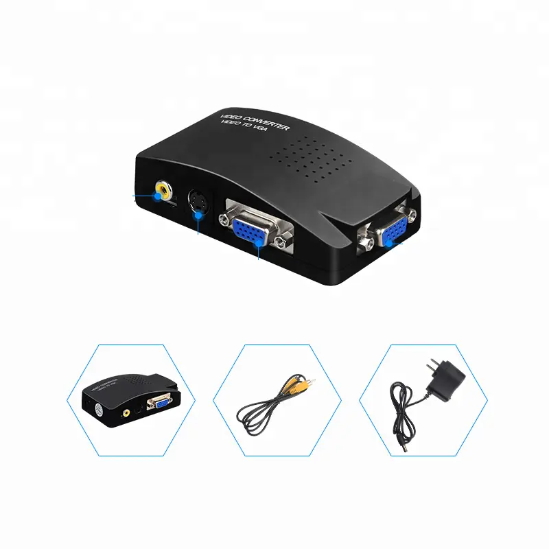 ตัวแปลงวิดีโอ AV เป็น VGA Converter Av เป็น Vga อะแดปเตอร์สัญญาณทีวี Rca เป็น Vga Converter CATV