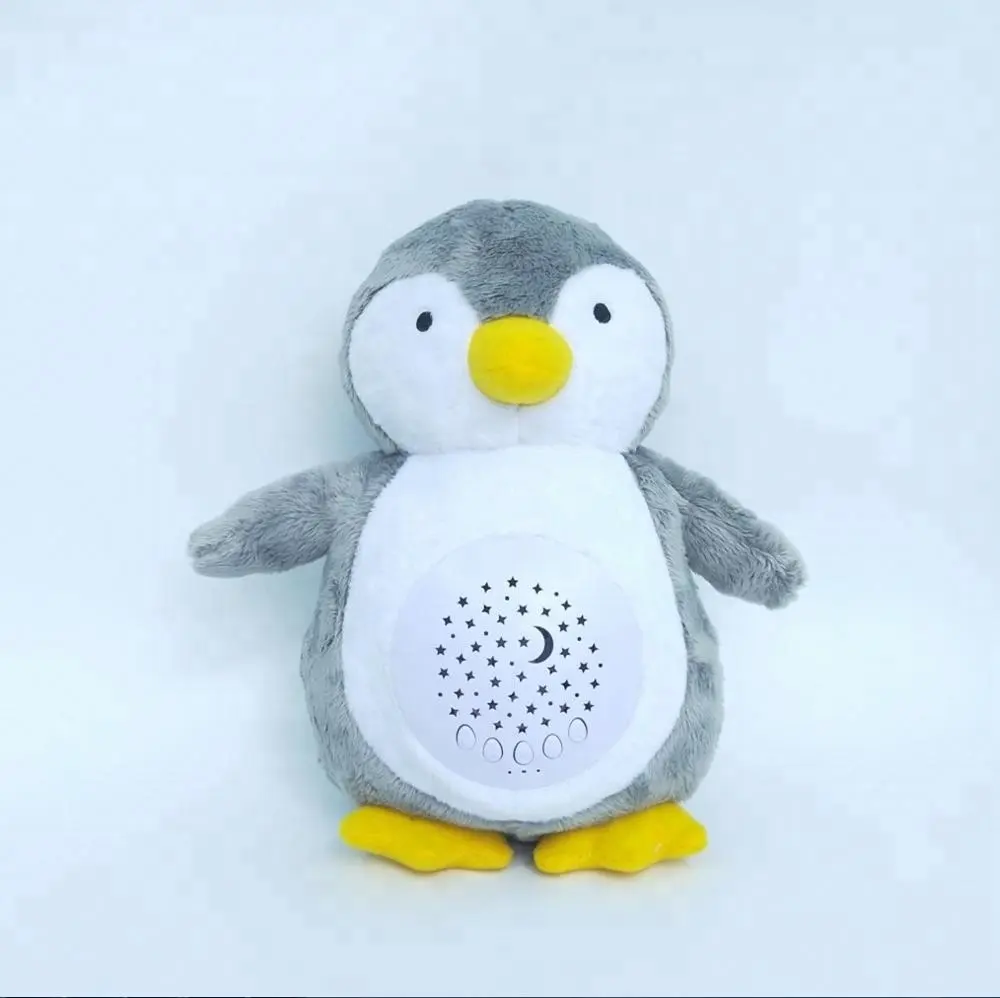 AKTE Patent-máquina de sonido para bebé y chupete, animales de peluche de ruido blanco, pingüino para bebé, ayuda para dormir, proyector de luz de estrella