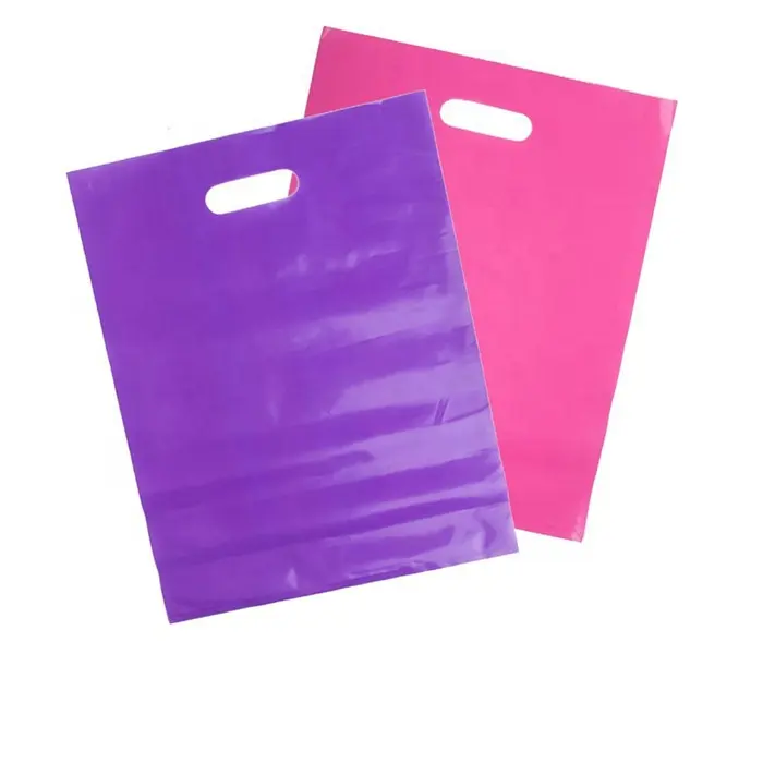 Sacchetti di plastica piani biodegradabili 12x15 della merce di PLA dell'imballaggio della drogheria amichevole rosa viola stampato abitudine del supermercato