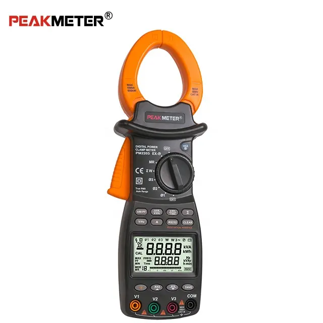 PM2203 Stromzähler Power Clamp Meter elektrische Dreiphasen-Digital mit T-RMS messung RS232 Zertifizierung Smart Meter