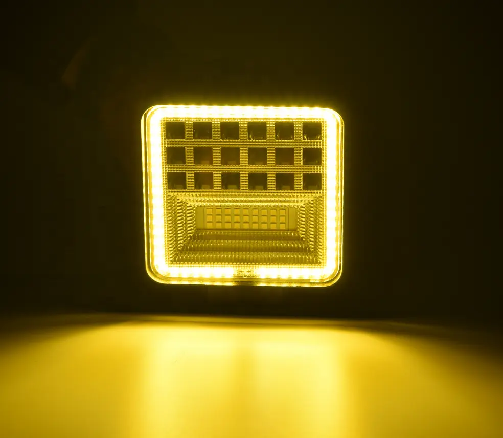 Yeni kare 42w çalışma lambası sürüş melek göz Led çalışma ışığı Amber ışık halkası jeep/offroad led çalışma ışığı