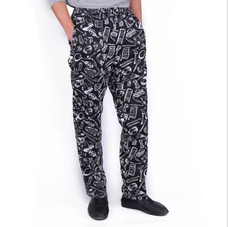 Pantalones de Chef estampados para hombre, nuevo diseño