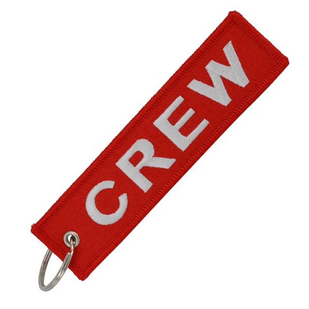 โมเต็ลคีย์แท็กขายส่งส่วนบุคคลที่กำหนดเอง Monogram เย็บปักถักร้อยแถบ Keyfob สีแดงห้องโดยสารลูกเรือปักพวงกุญแจสำหรับของขวัญ