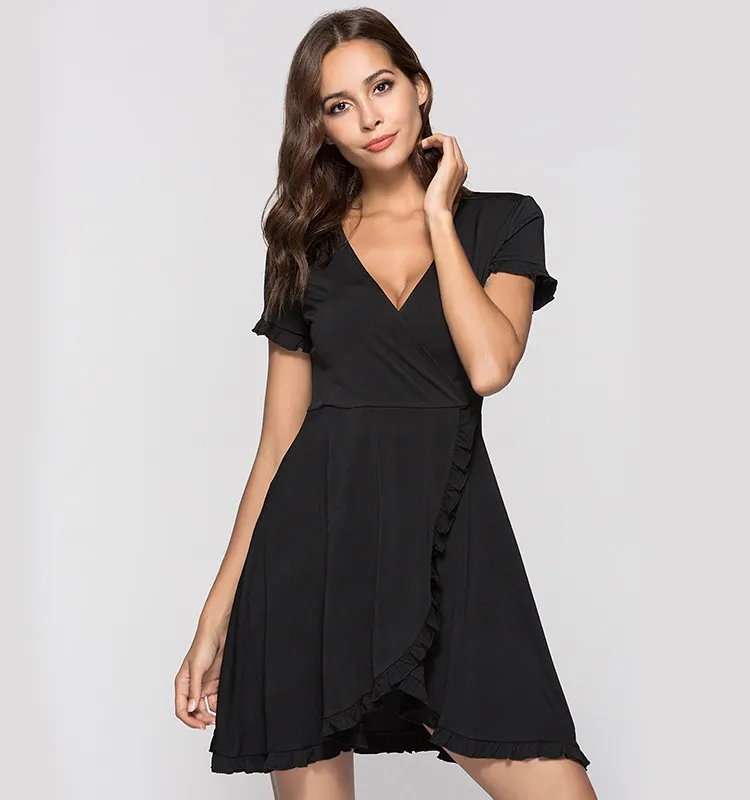 Vestido sexy clássico preto, moda feminina, vestidos de verão