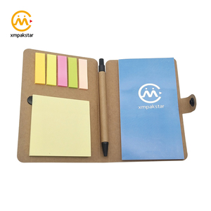 Custom chiusura a bottone mini journal note book Kraft notepad taccuino tascabile con penna e nota adesiva