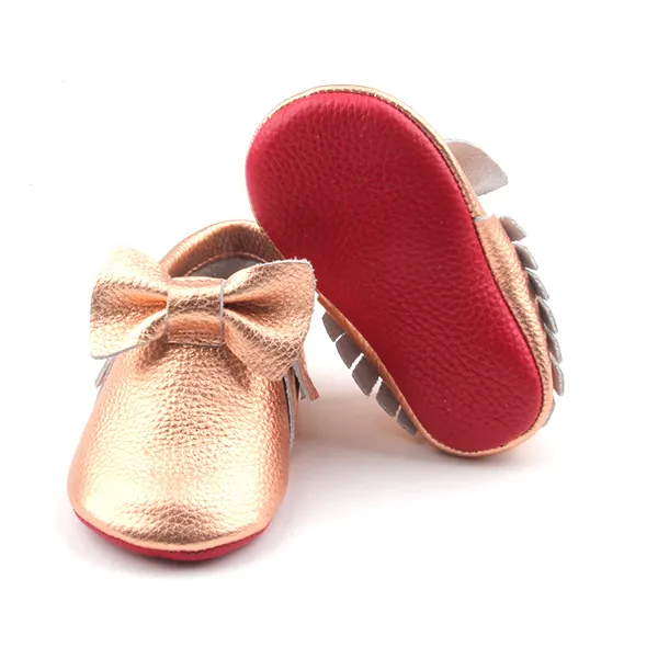 Atacado sapatos de bebê vermelho fundo sapatos de couro mocassins de bebê