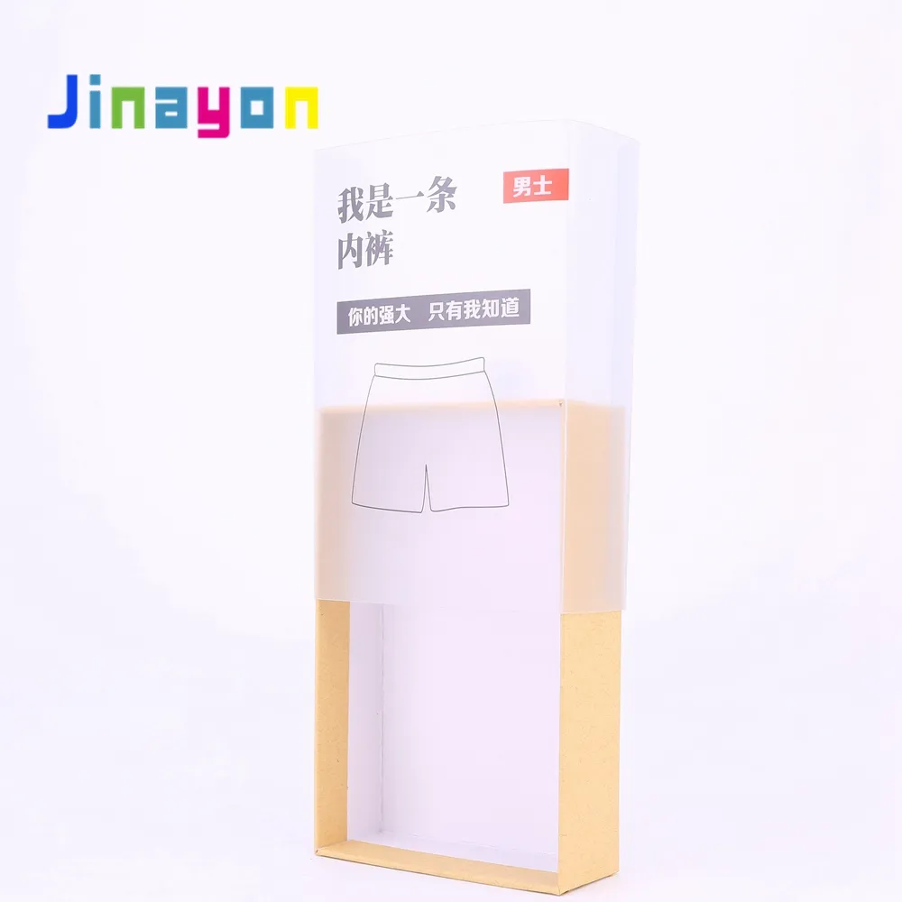 Jinayon nueva de cartón personalizado y Matt PVC/PET/ventana cajón de ropa interior cajas de embalaje