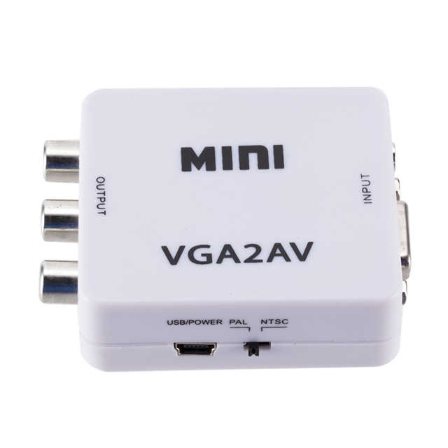 Mini VGA to AV RCA Converter with 3.5mm Audio for HDTV PC