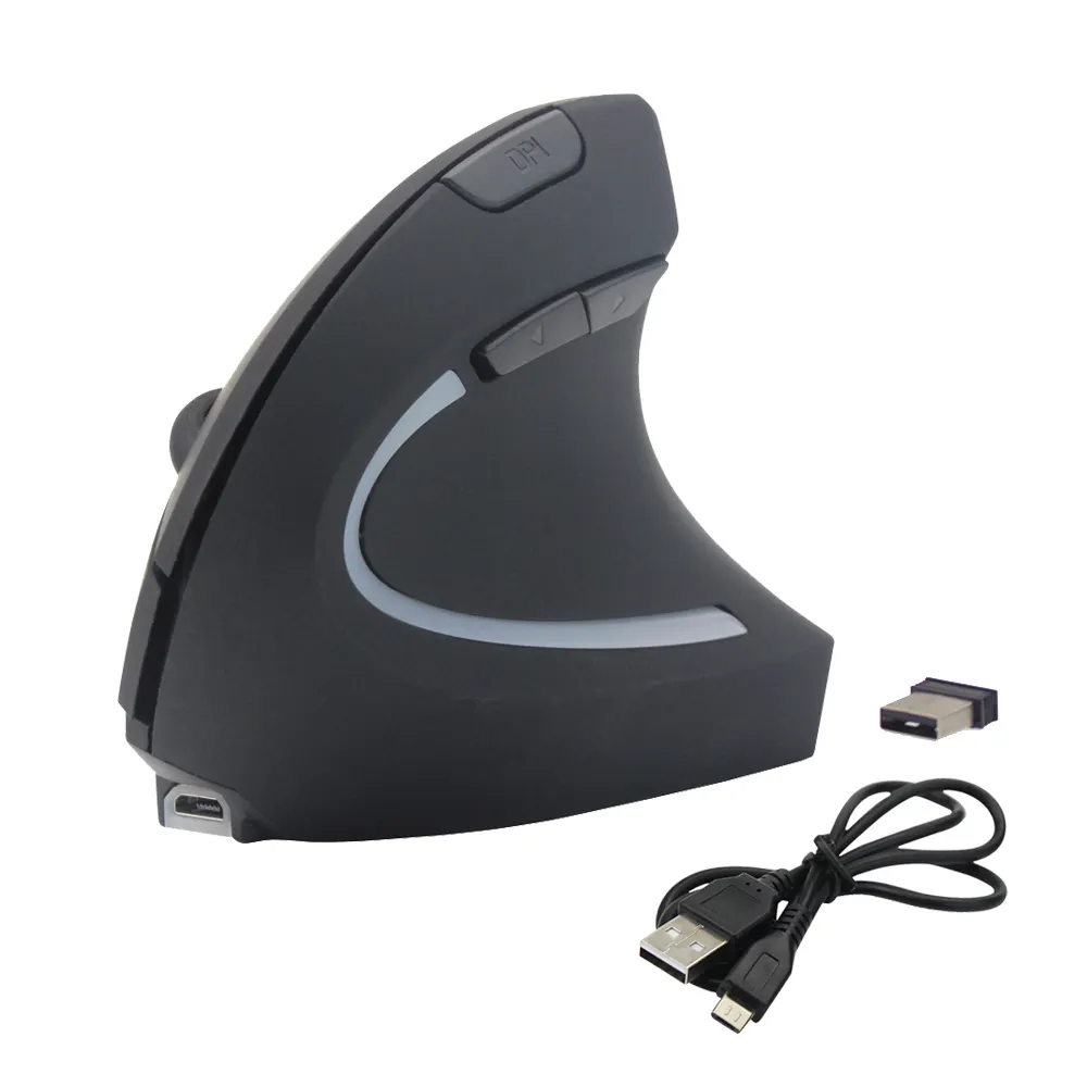 Mouse verticale ergonomico senza fili ricaricabile ergonomico di vendita caldo popolare 2.4GHz Mouse verticale ottico con 3 DPI regolabili