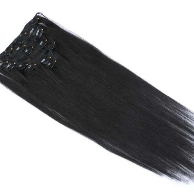 Extensões de cabelo de uma peça, grampo de extensões de cabelo clipe duplo trama fácil de cabello, cortador profissional, china para meninas e mulheres