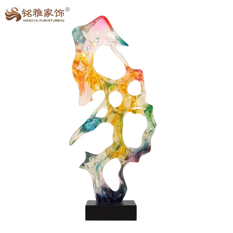 Escultura colorida transparente de poliresina, arte decorativo para el hogar, novedad