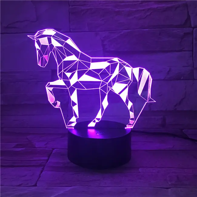 Lámpara de luz nocturna LED Visual 3D con diseño de unicornio de la suerte que cambia de Color personalizado increíble