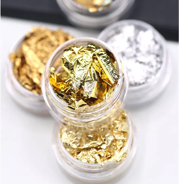 BIN 3D Nail Gold and Silver Decoration Glitter Foil Paper KIT For DIY Nail Art
