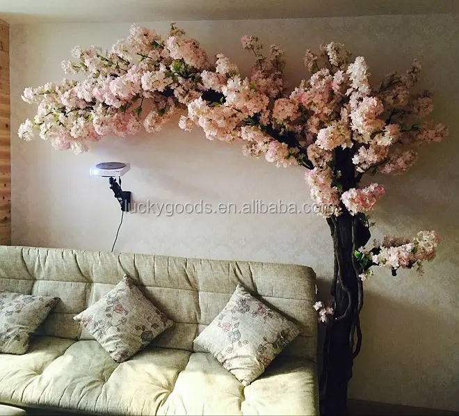 indoor decoration 2m artificial pink silk cherry blossom trees for sale