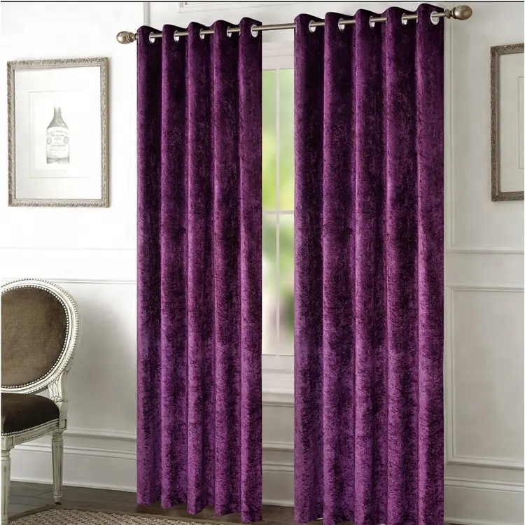 Rideaux de chambre violet en velours floqué