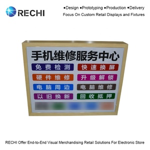 RECHI Personalizado Iluminado De Madeira Manutenção <span class=keywords><strong>Desk</strong></span> Checkout <span class=keywords><strong>Counter</strong></span> Tabela Com Caixa De Luz para O Telefone Móvel Loja Mesa De Caixa