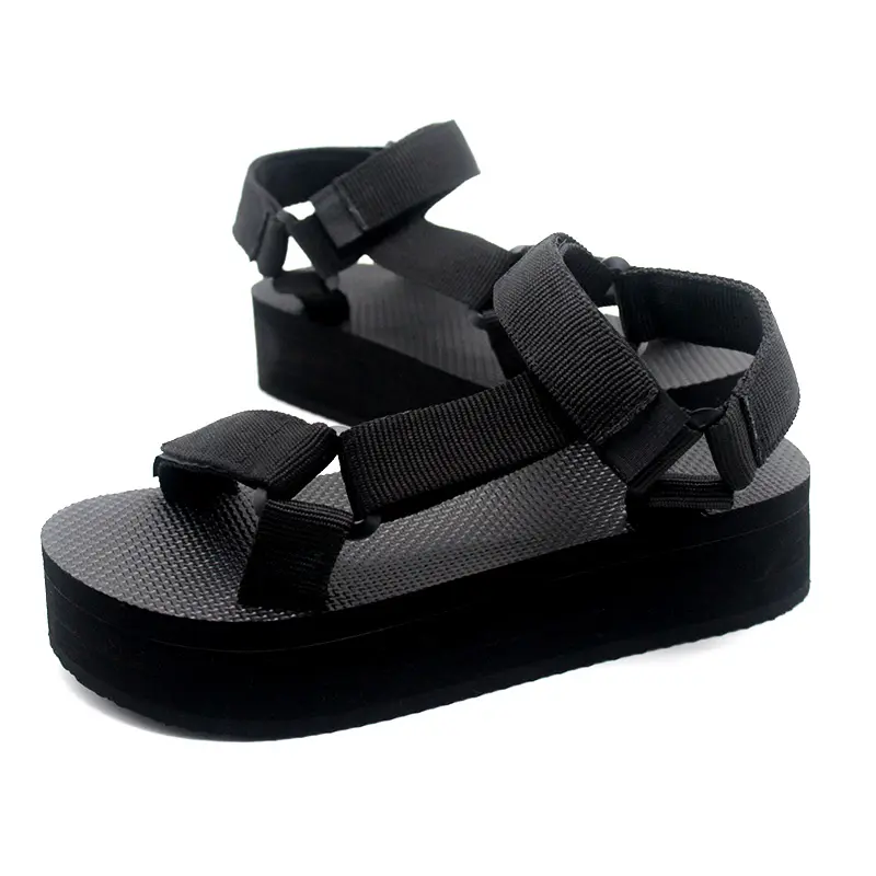Mode verstellbare EVA Outdoor Sommer Schuh Strand schwarz Plattform Keil absatz Frau Pantoffel leere Sandale für Frauen Plattform