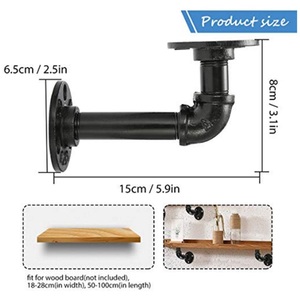 Black Metal Mounting <strong>for</strong> DIY <strong>Floating</strong> Wall Shelves, Vintage Industrial Cast Iron Decor Malleable Cast Iron Thread Floor Flange