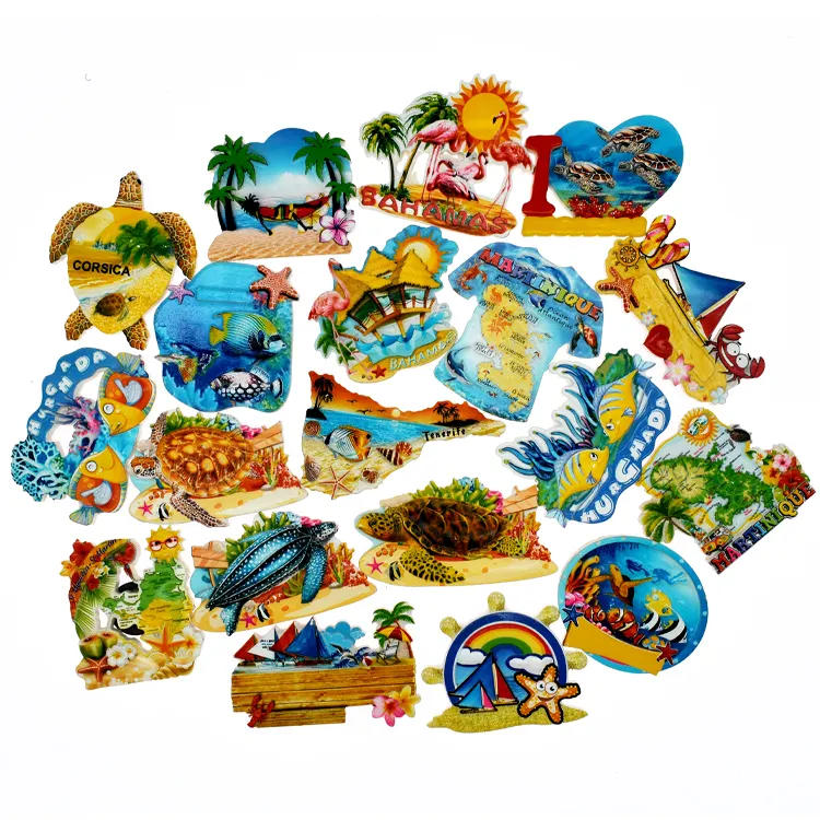 Wholesale direct manufacturer low MOQ 3d custom resin sea world fridge magnet tourist souvenir