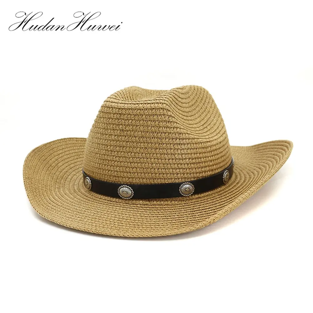 Chapeau de Cowboy pour hommes, unisexe, bande noire, respirant, conception, pour l'extérieur, en paille, amusant, été