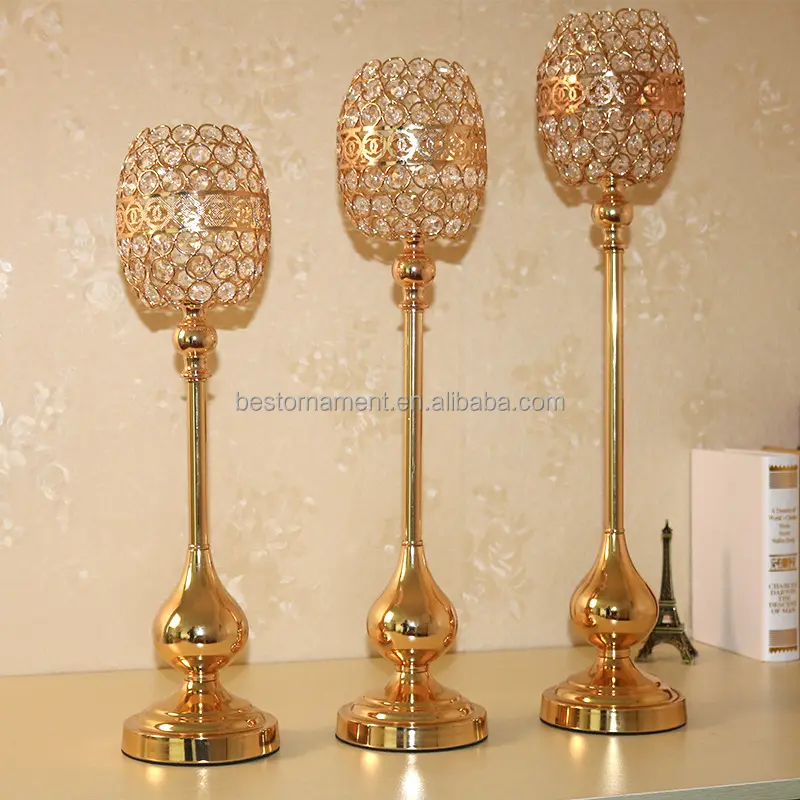 3pcs/set 13cm Diameter Crystal Ball Candelabra For Wedding Centerpiece Decoration