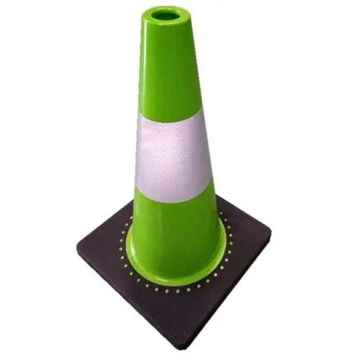 Cono di segnale di controllo del traffico di sicurezza stradale di avvertimento di sport all'aperto di plastica verde del Pvc della base nera di gomma di 450mm 18 "da vendere