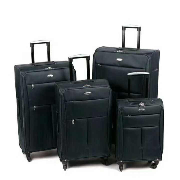 Light Weight Grid Fabric Softshell Spinner 4 Wheels 360 Degree 4pcs Trolley Luggage Set